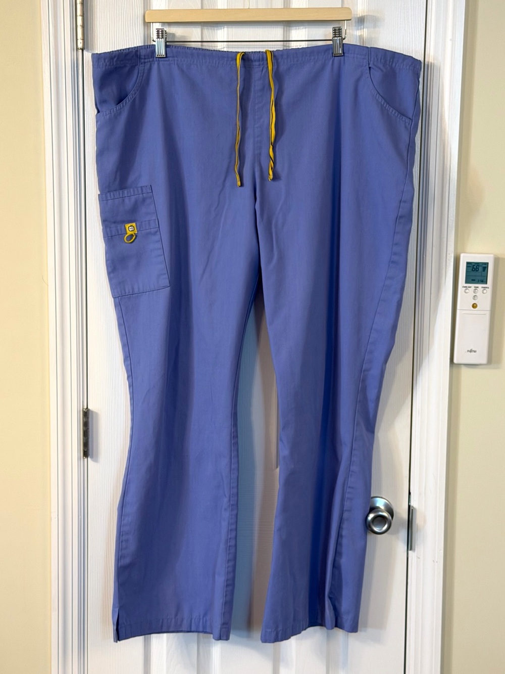 WonderWink Origins Romeo Scrub Pants 2X Tall Blue Cargo Flare 5026